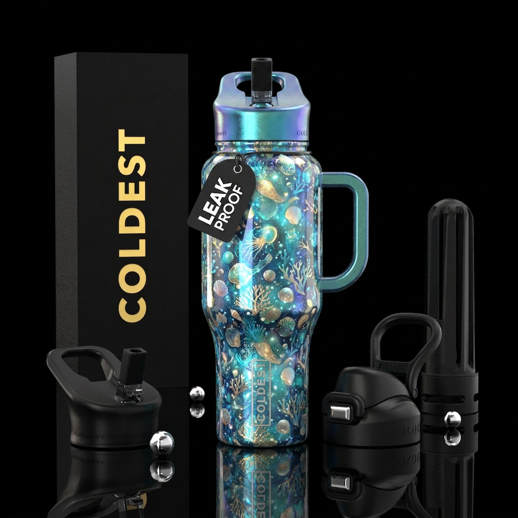 Iridescent Ocean Glow water bottle design
