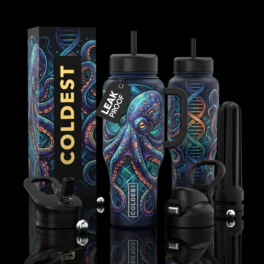Octopus and its DNA water bottle design