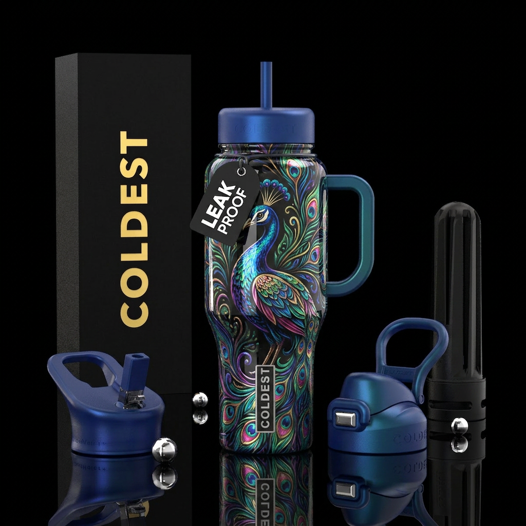 Shell peacock water bottle design