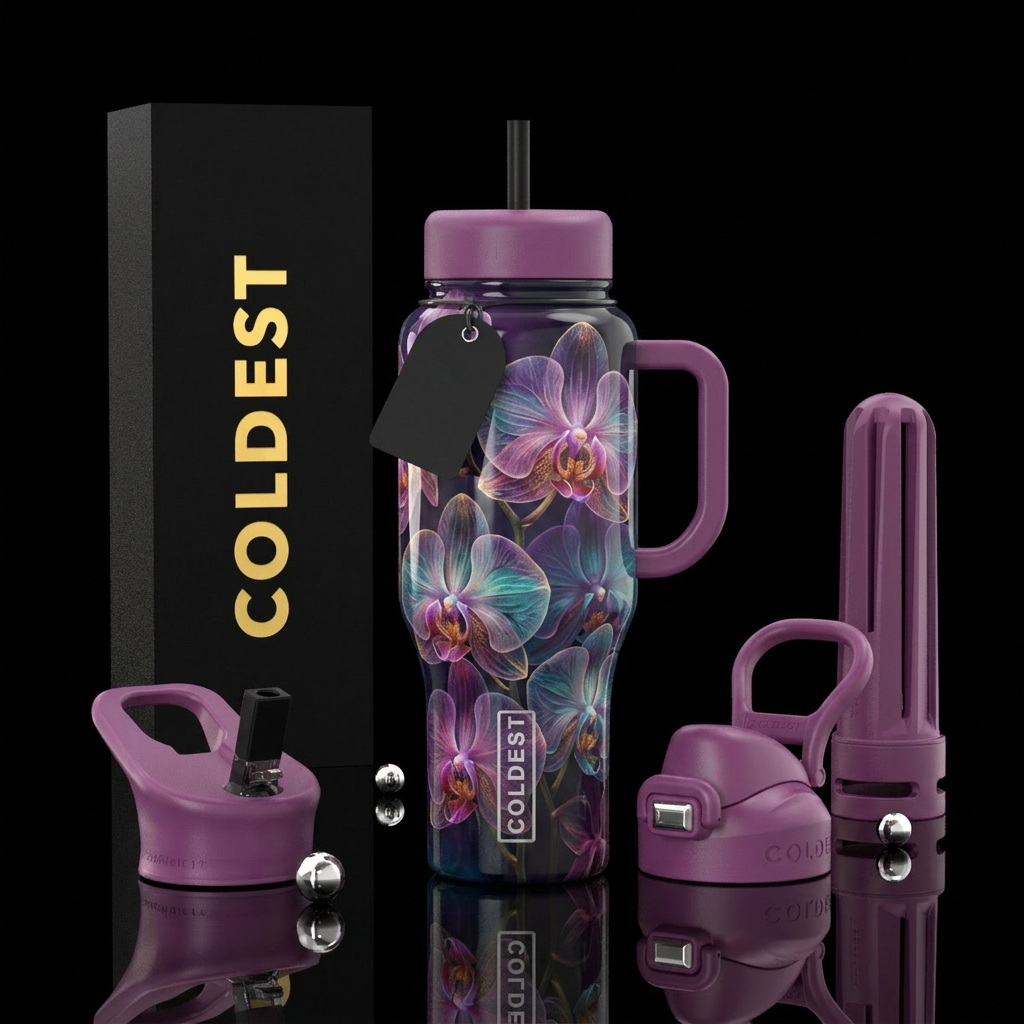 Mystic Mirage Orchids water bottle design