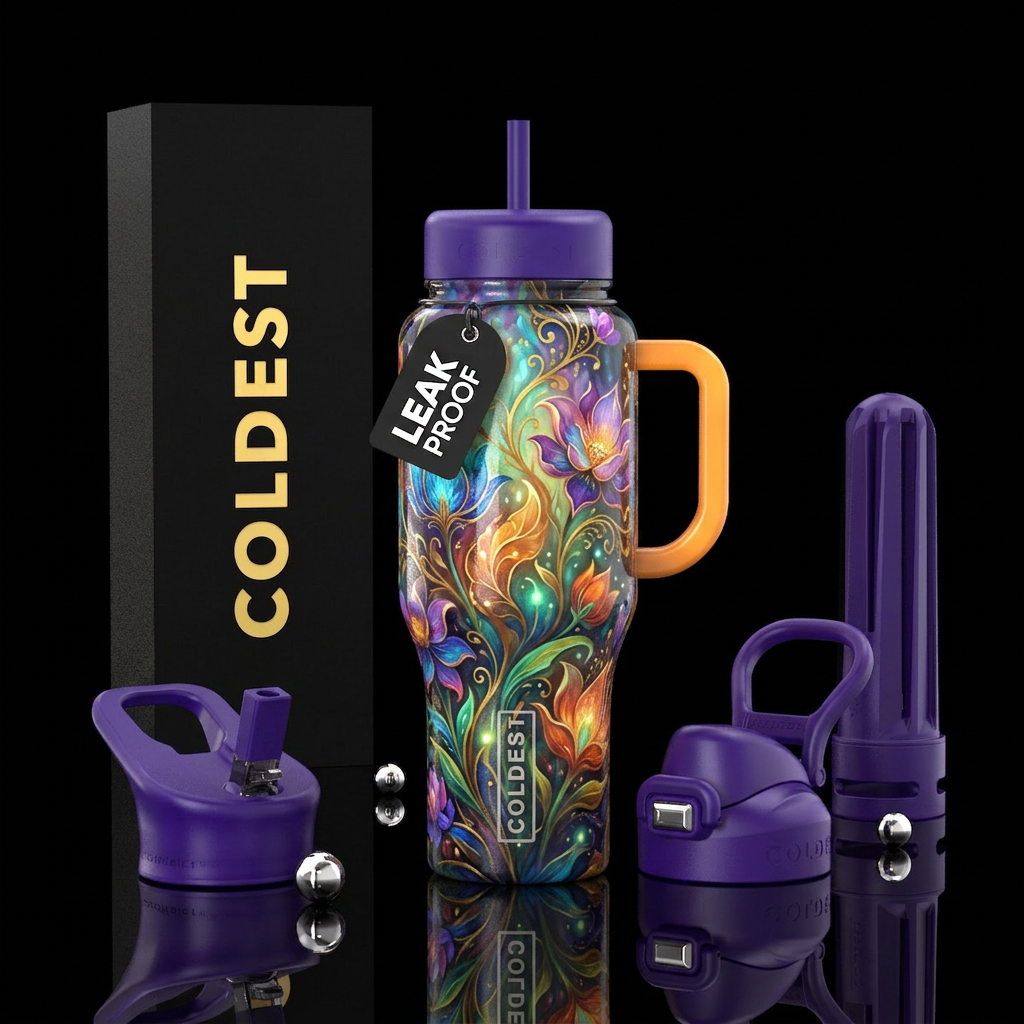 Mystical Painted Flowerbed water bottle design