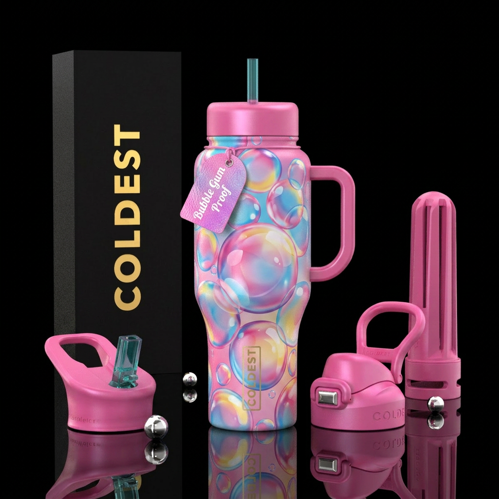 Bubble Gum Bubbles water bottle design