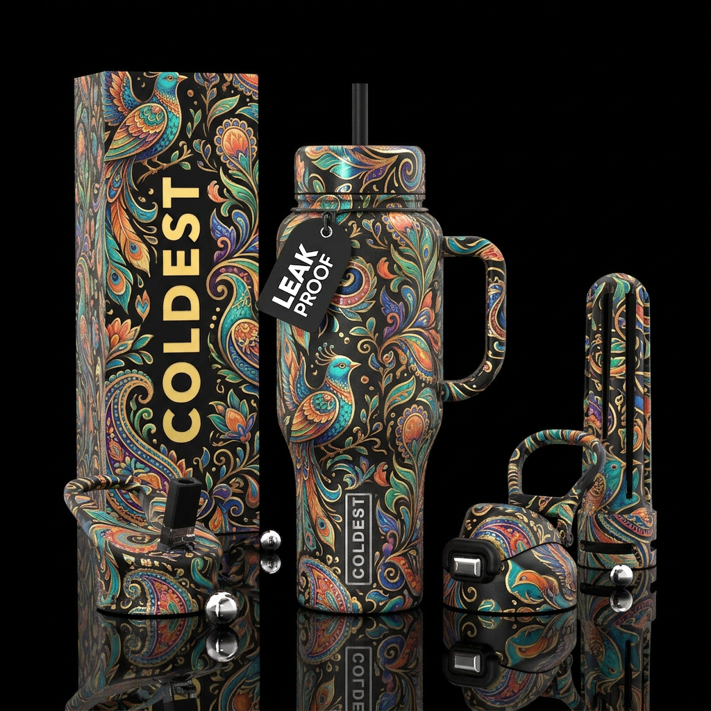 Paisley birdsong water bottle design