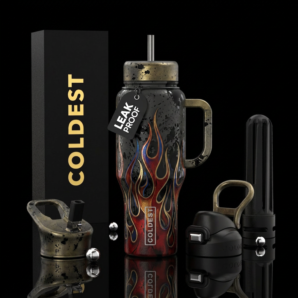 Hot Rod Flames water bottle design
