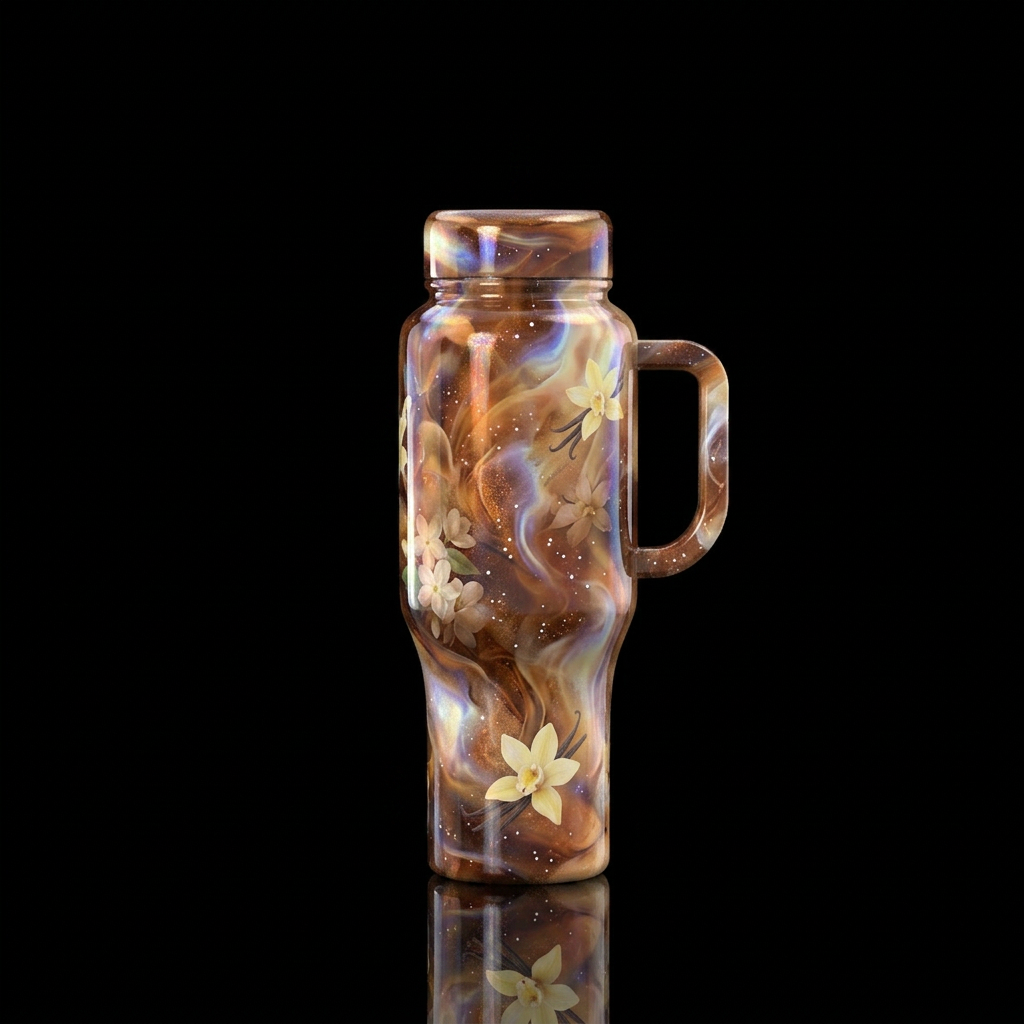 Vanilla orchid caramel water bottle design