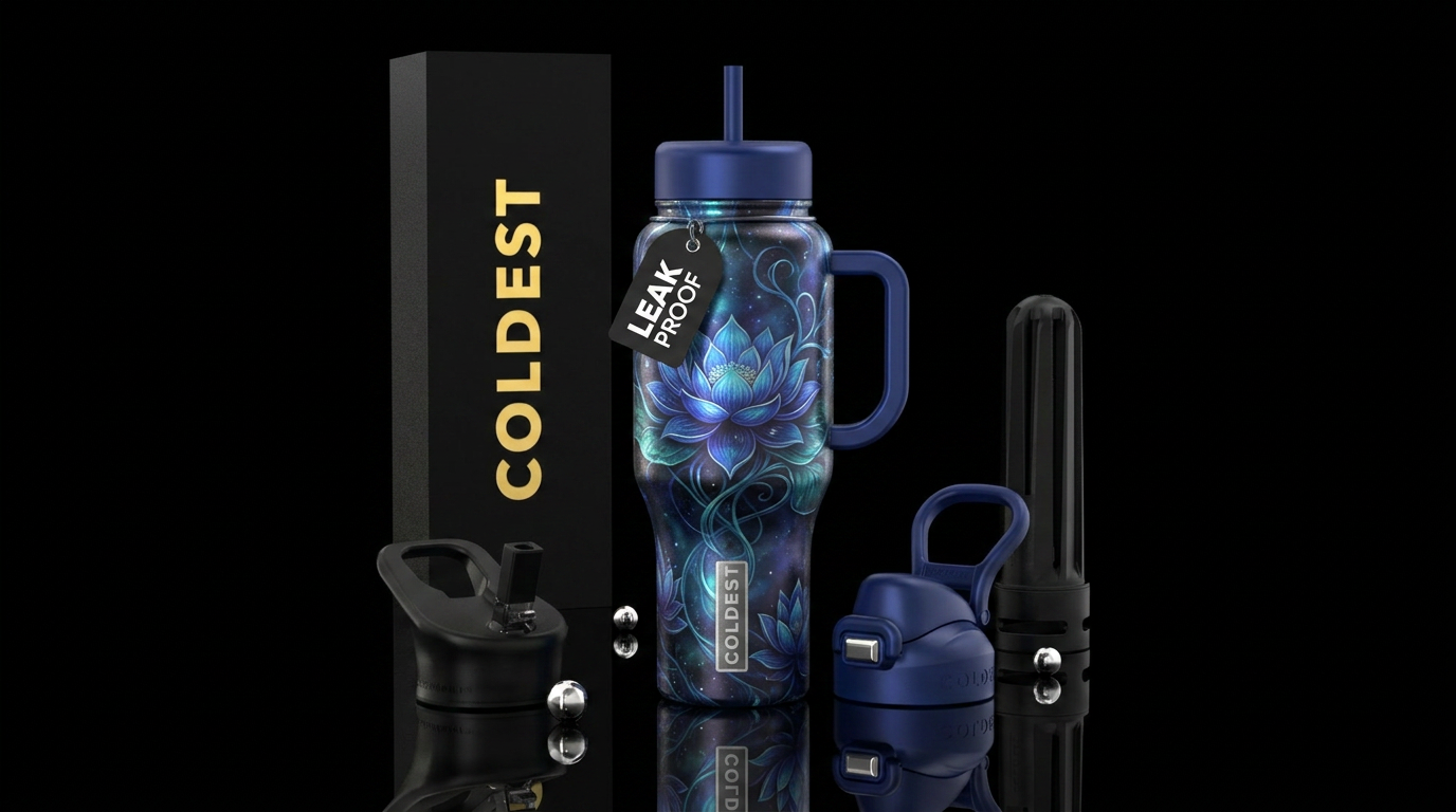 Blue lotus water bottle design