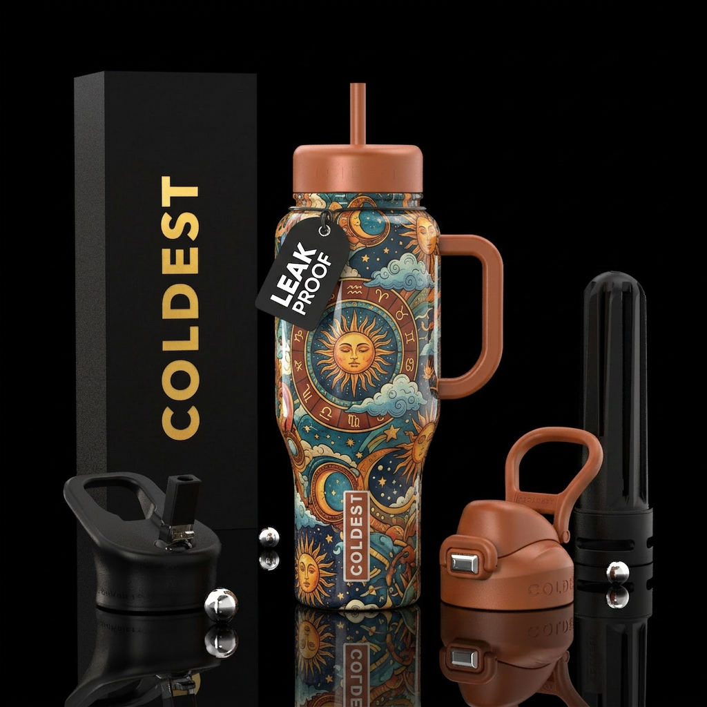 Sunny Bohemian Skies water bottle design