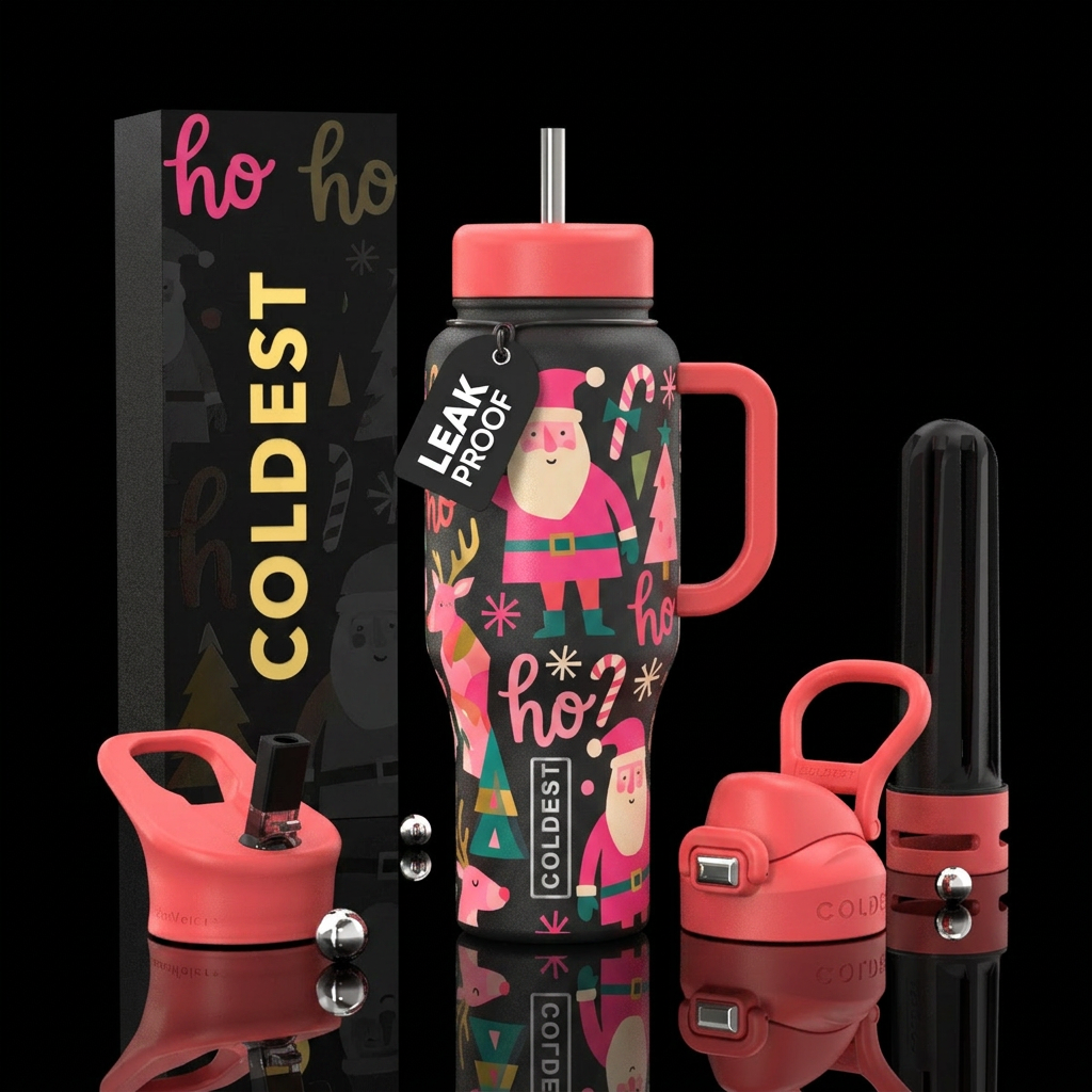 Jolly Santa water bottle design