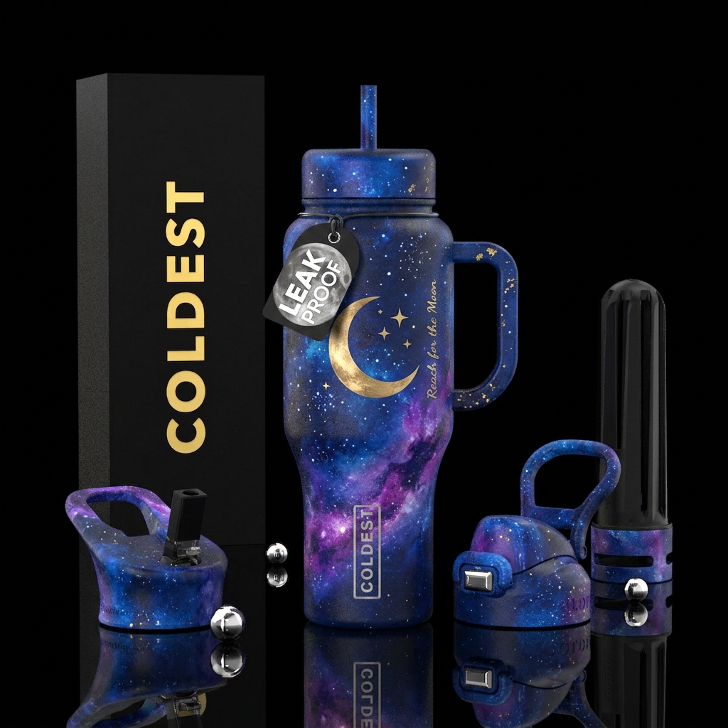 Reach for the moon, water bottle design
