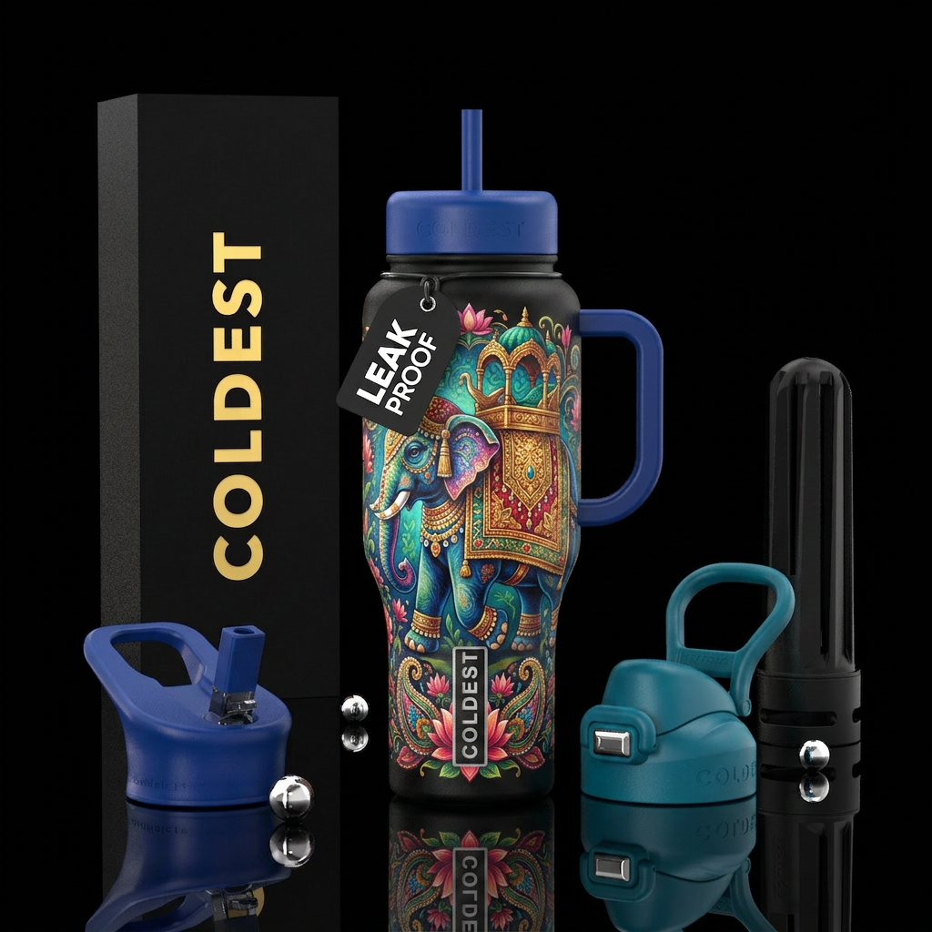 Bohemian elephant water bottle design