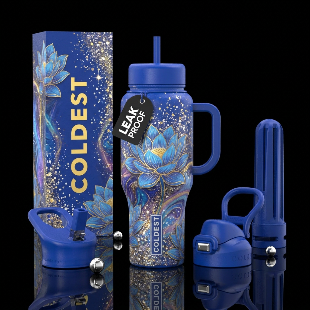 Blue Lotus water bottle design