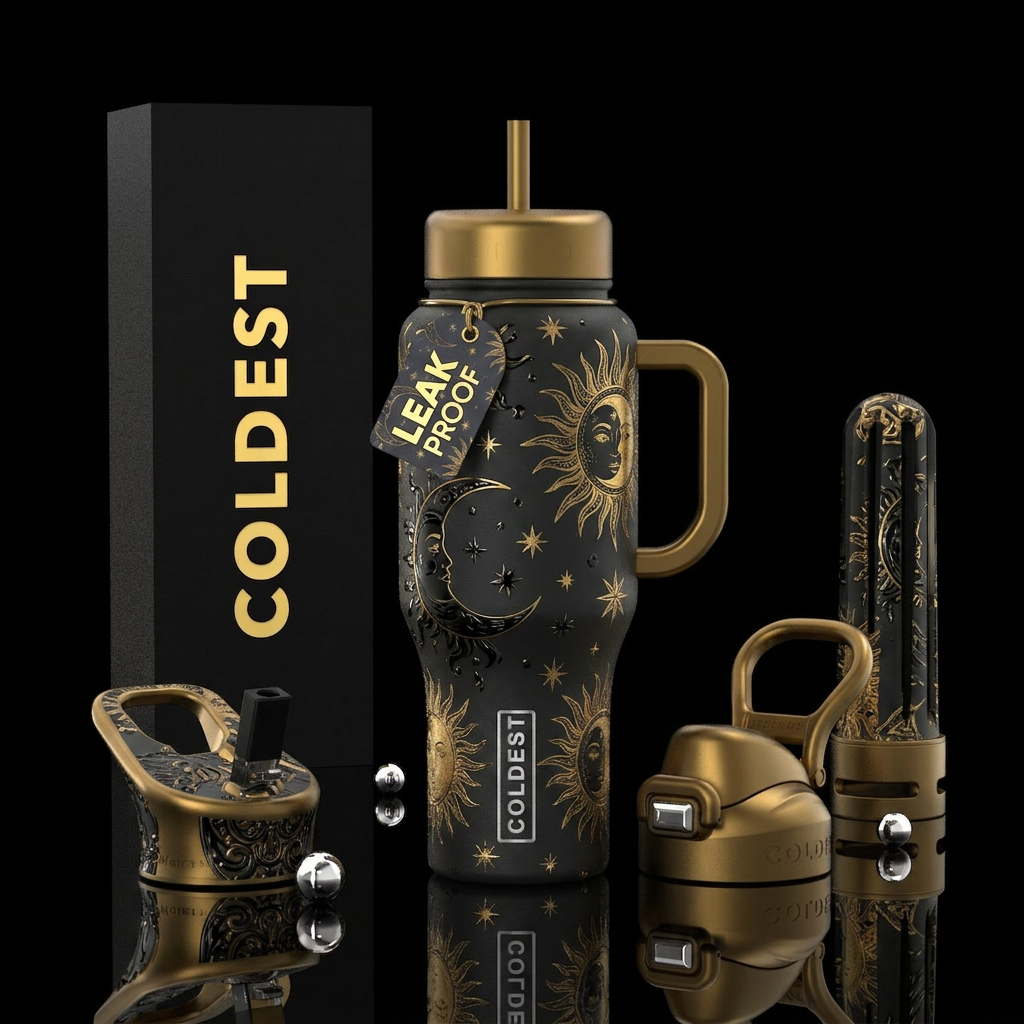 Sun and moon water bottle design