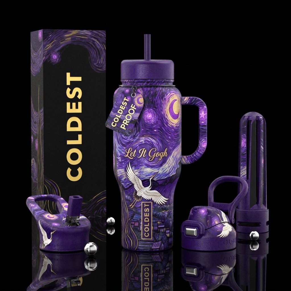 Let It Gogh water bottle design
