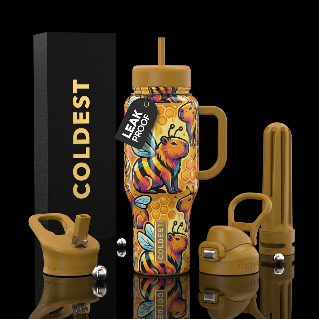Honey Bee Capybara water bottle design