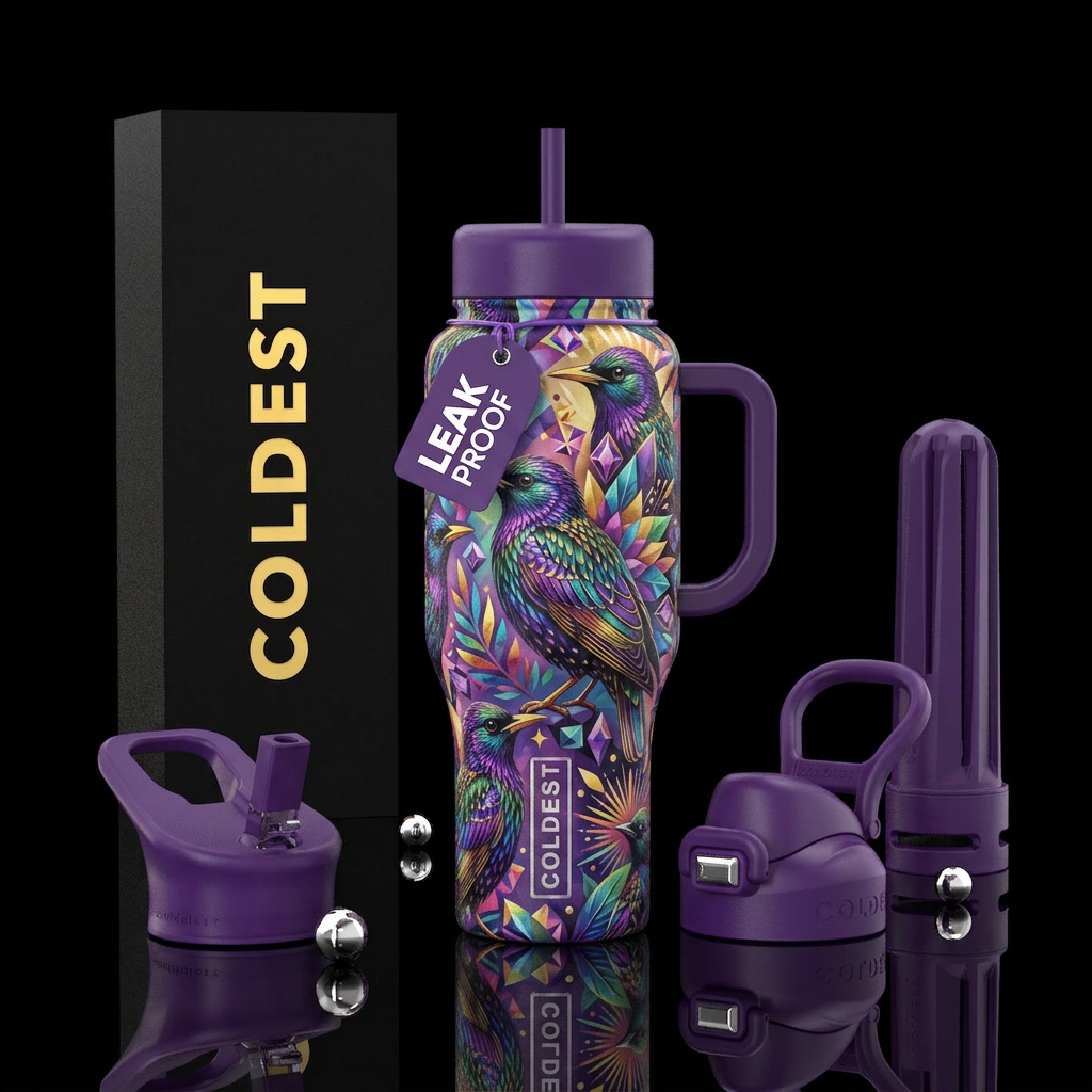 Purple Gem Starling water bottle design