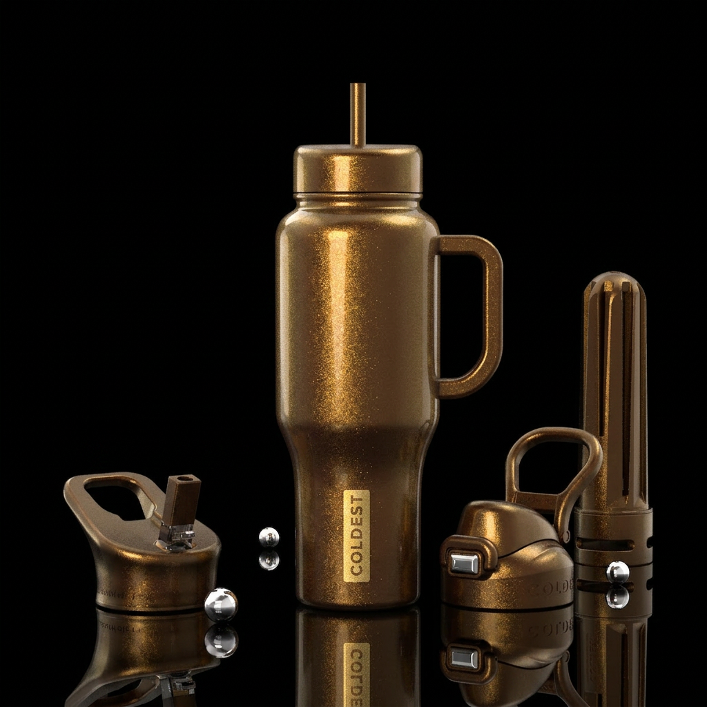 Asgard Umber, shimmer, solid, water bottle design