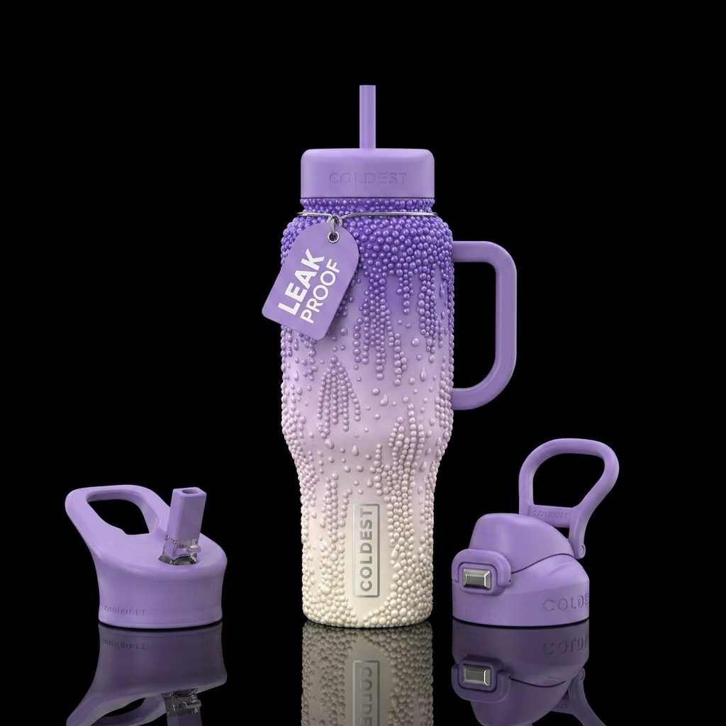 Opaque beads water bottle design
