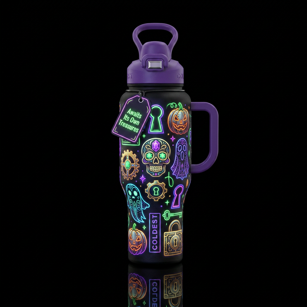 Vault of Halloween Treasures water bottle design