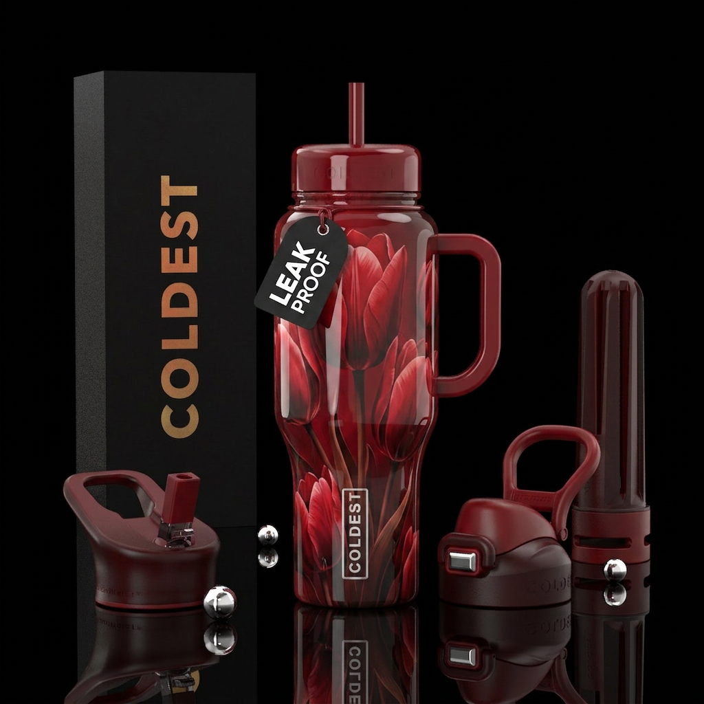 Red Tulips water bottle design