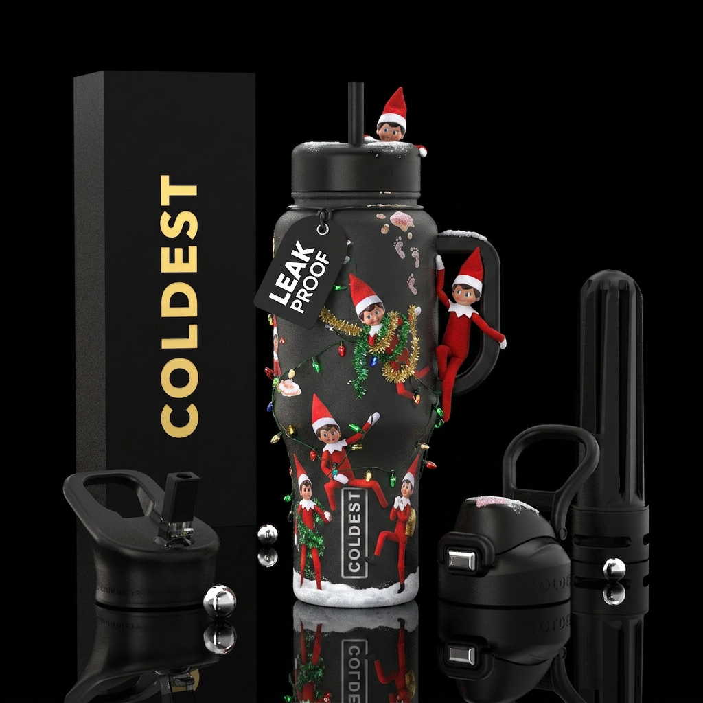 Elf on a Shelf water bottle design