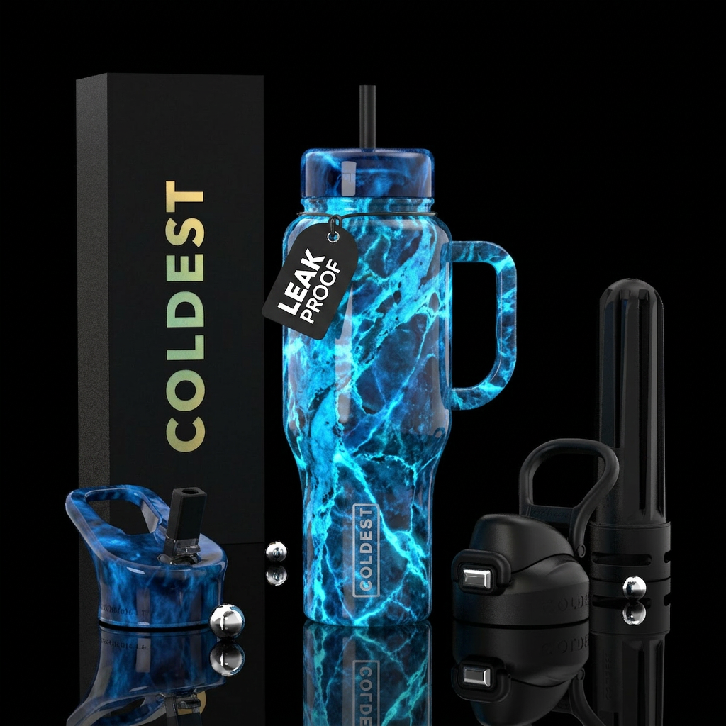 Fantasy Blue Marble water bottle design