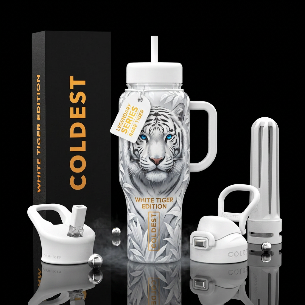 White Tiger Edition water bottle design