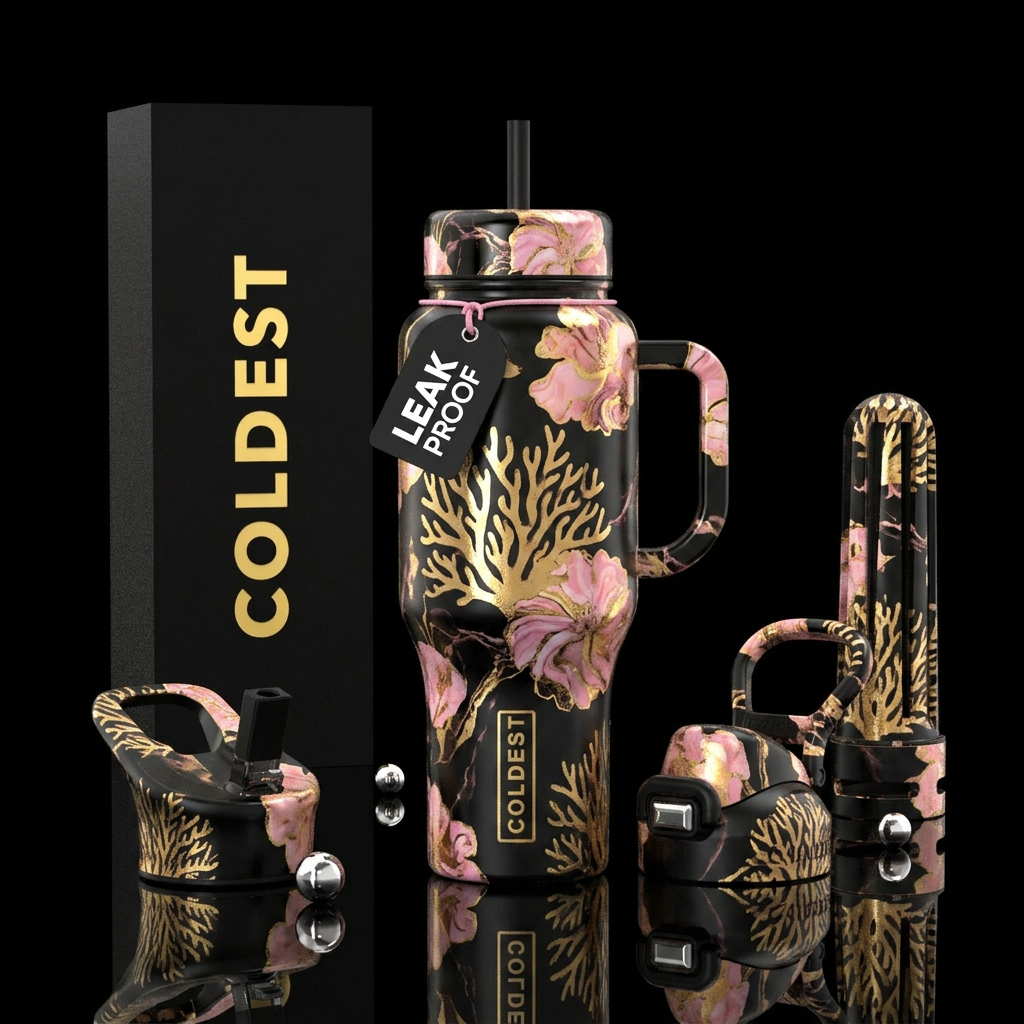 Golden Coral water bottle design