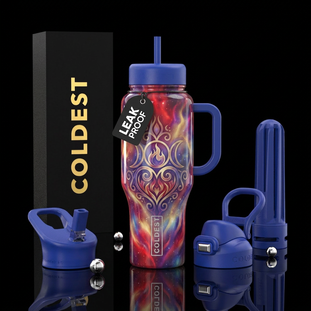 Soft blended, glossy, Purplehecate Sacred Flame He... water bottle design