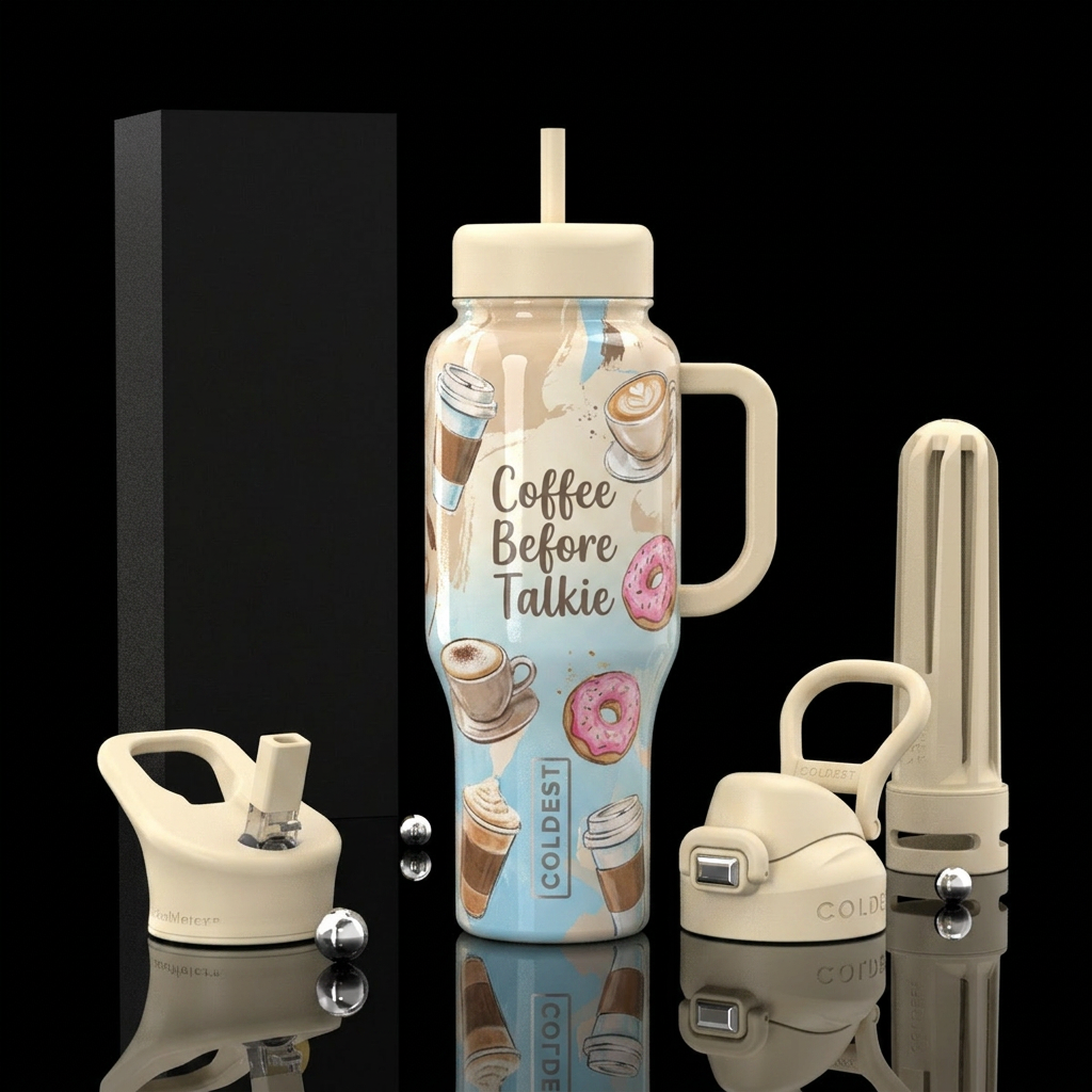 Coffee Before Talkie water bottle design