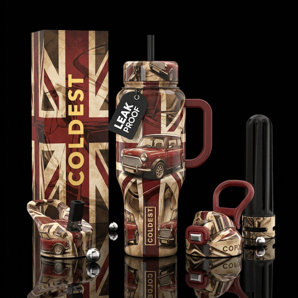 United Mini Cooper Lovers water bottle design