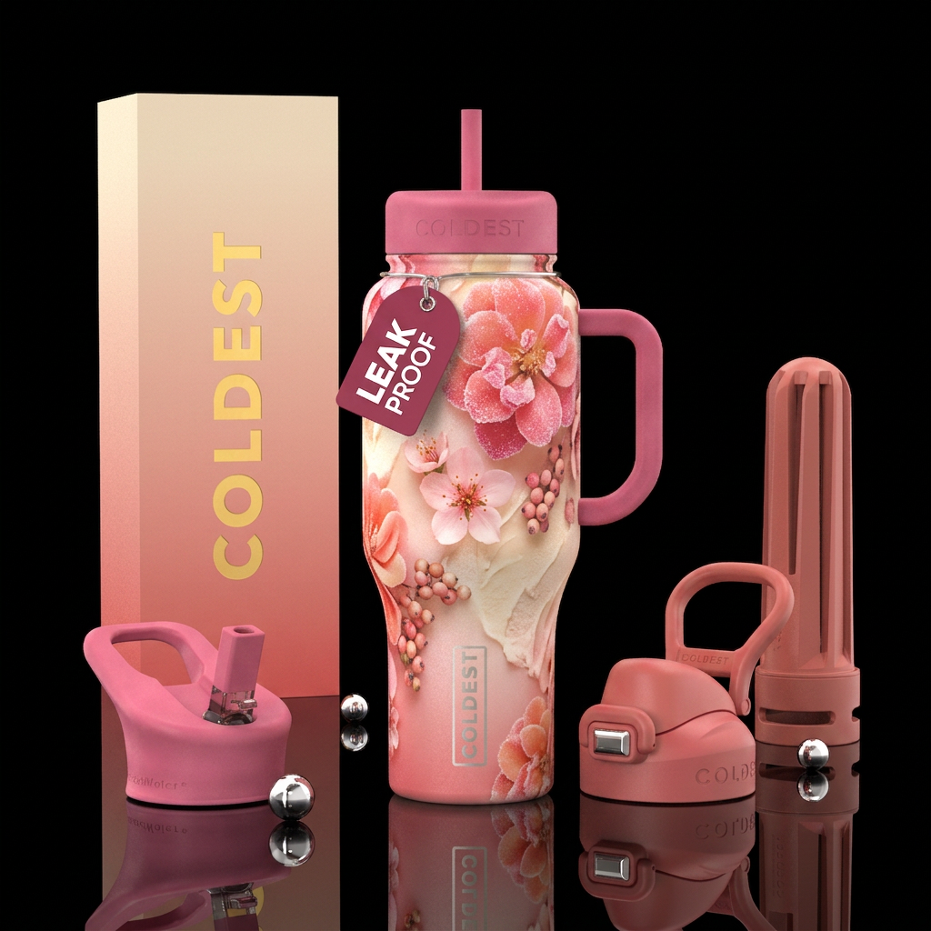Sugared florals water bottle design