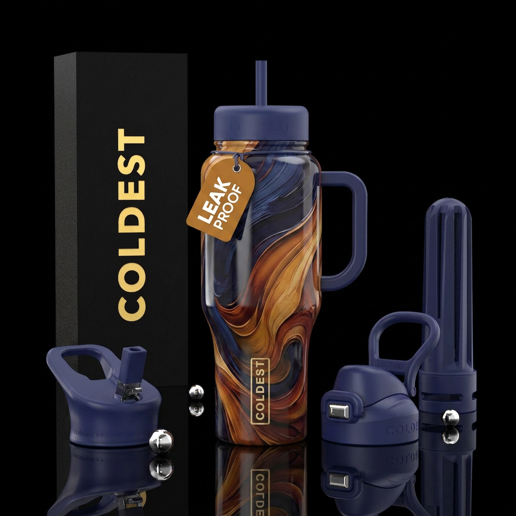 Indigo Swirl water bottle design