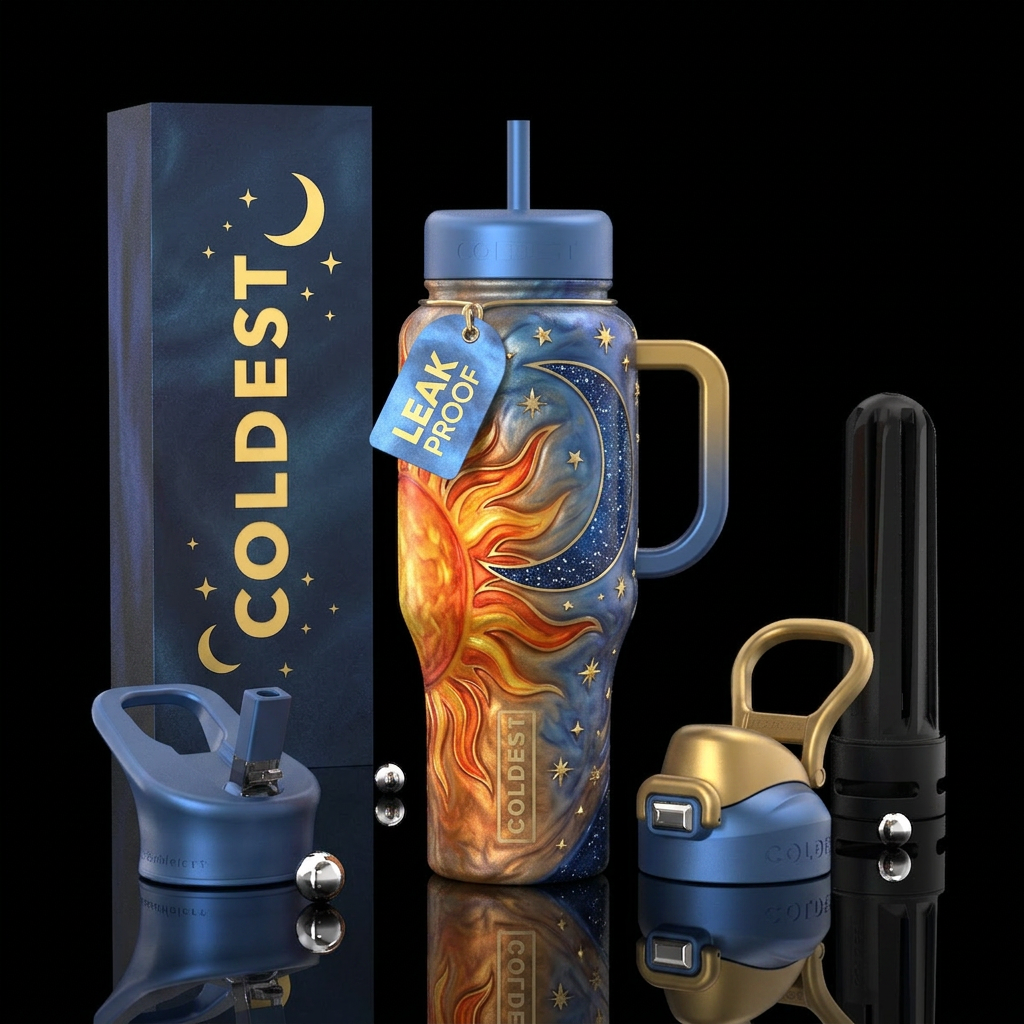 Sun and Moon water bottle design
