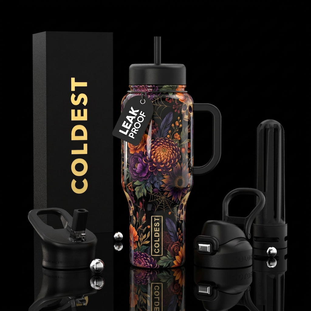 Halloween Blossoms water bottle design