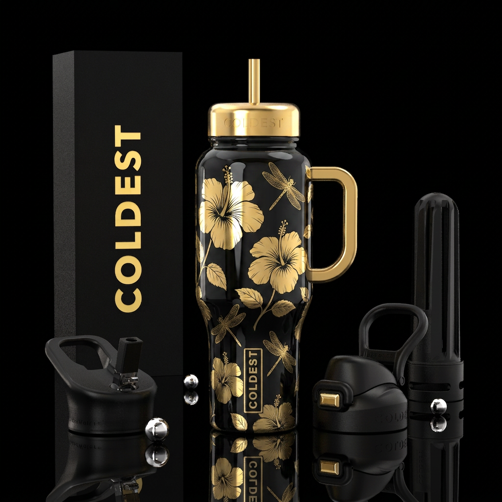 Black and Gold water bottle design