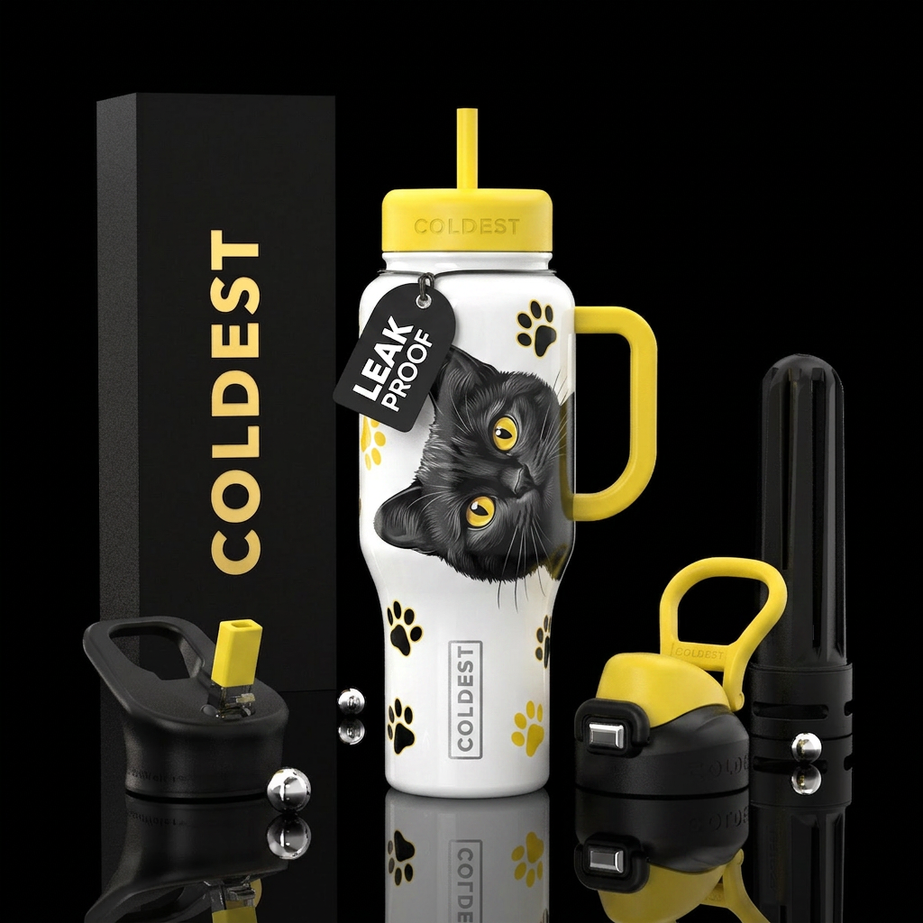 Meowy Me water bottle design