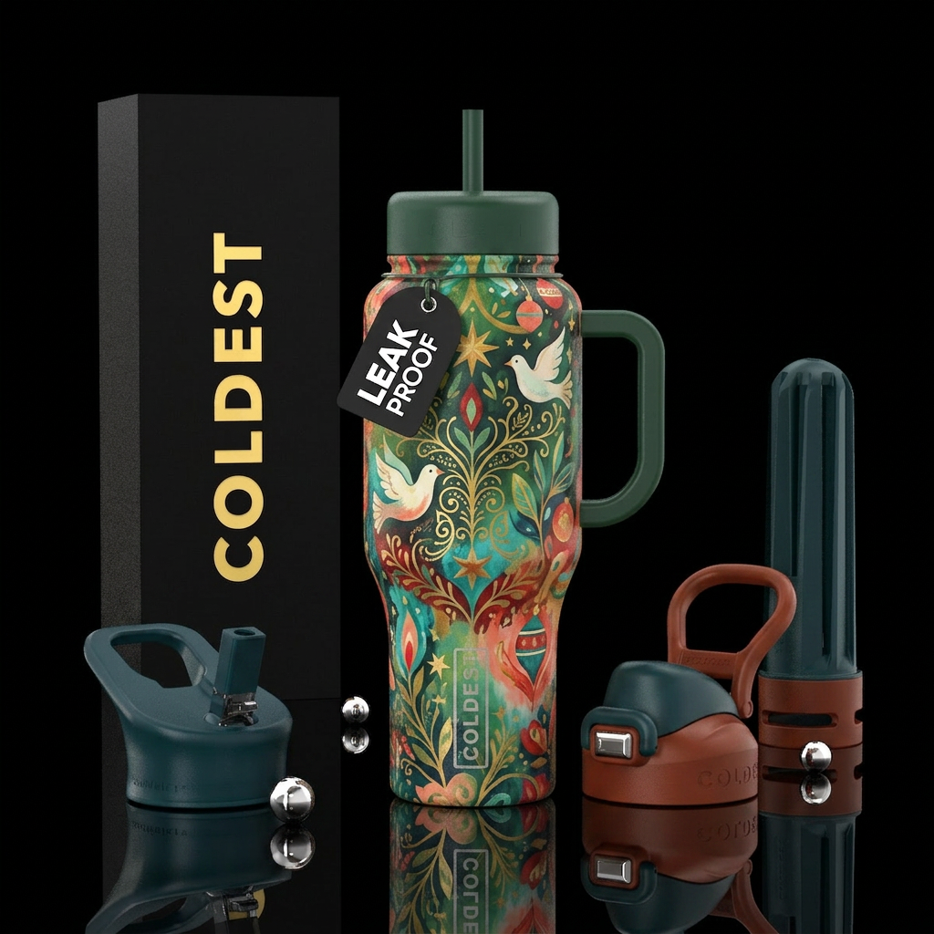 Peaceful Christmas water bottle design