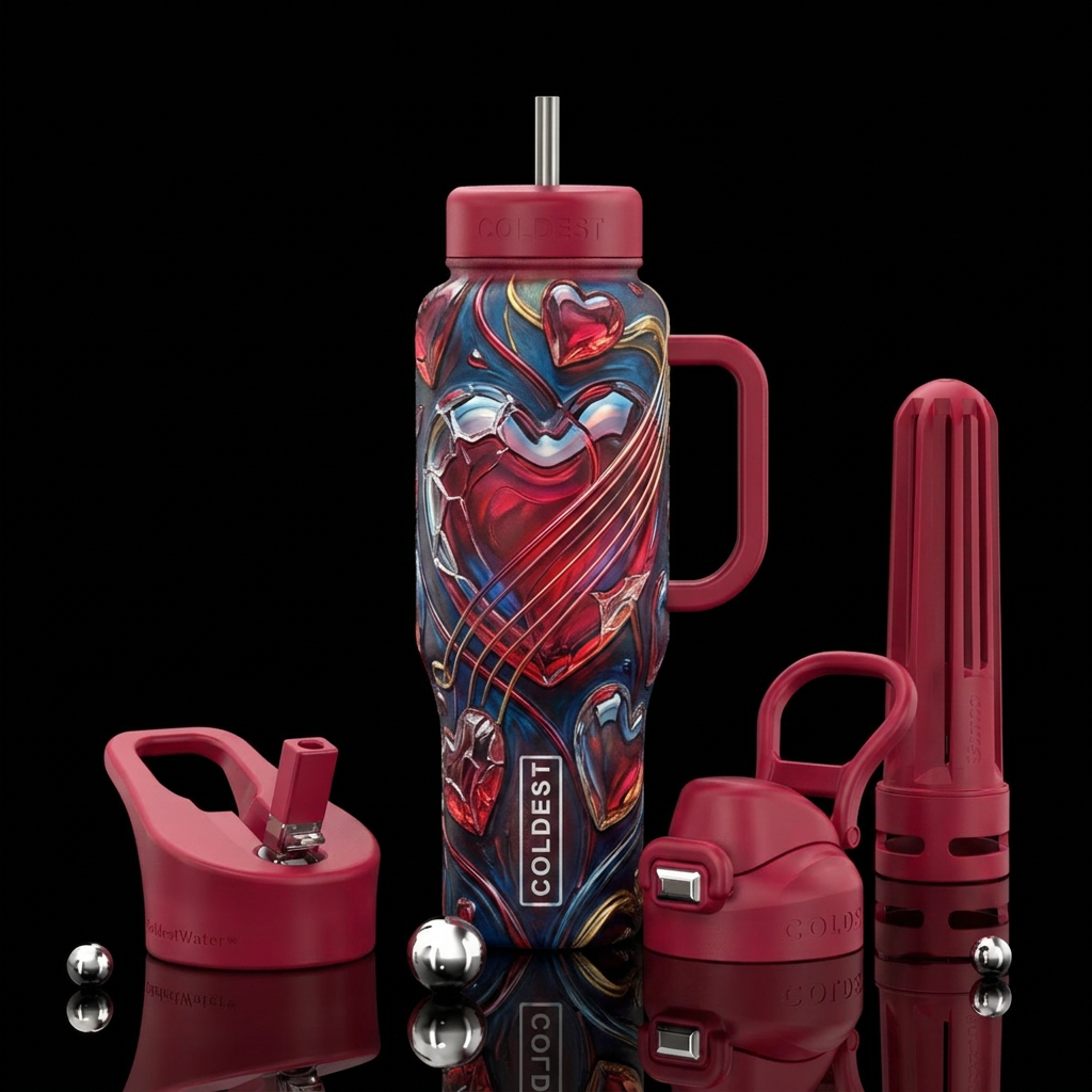 Heart Strings water bottle design