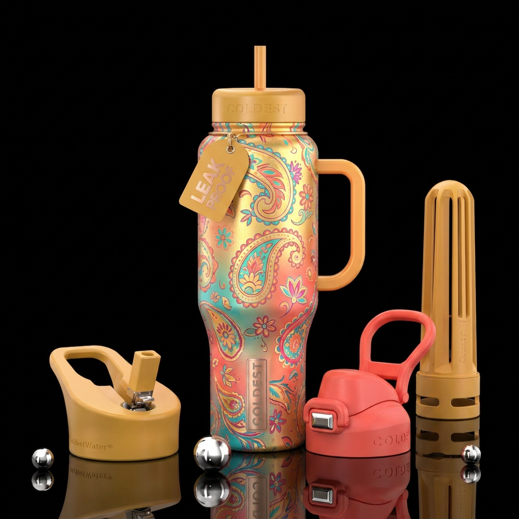 Paisley, Floral, blending, bright, sunlight water bottle design