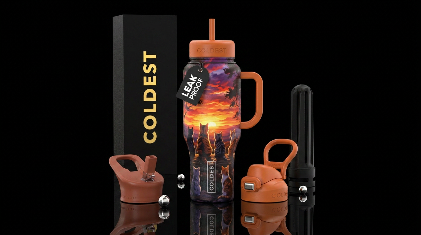 Cats watching the sunset water bottle design