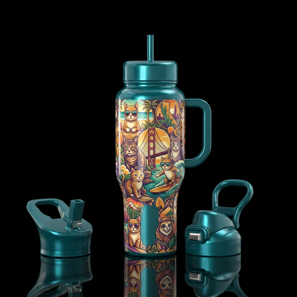 California Cats water bottle design