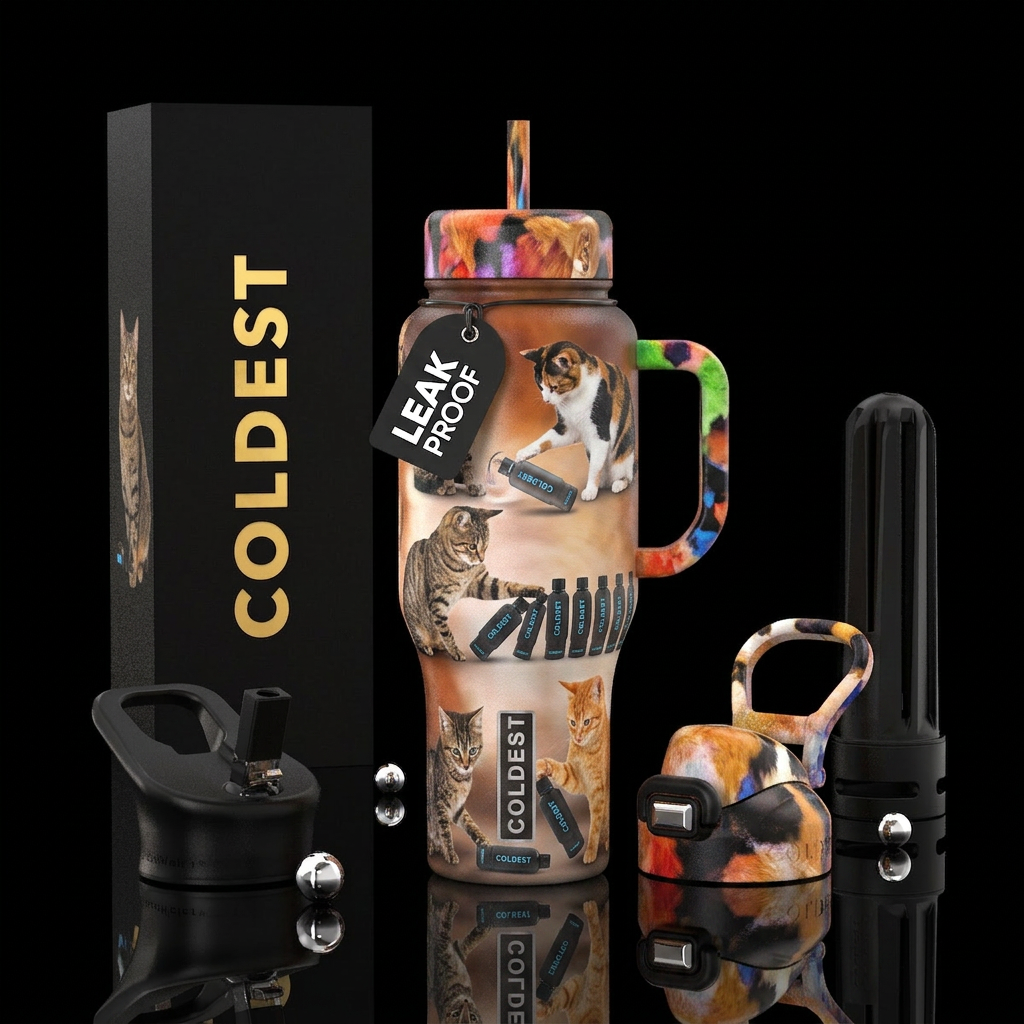 Cats knocking over Coldest Bottles water bottle design