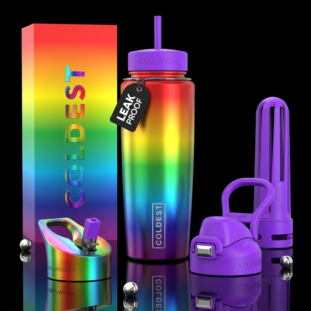 Rainbow water bottle design