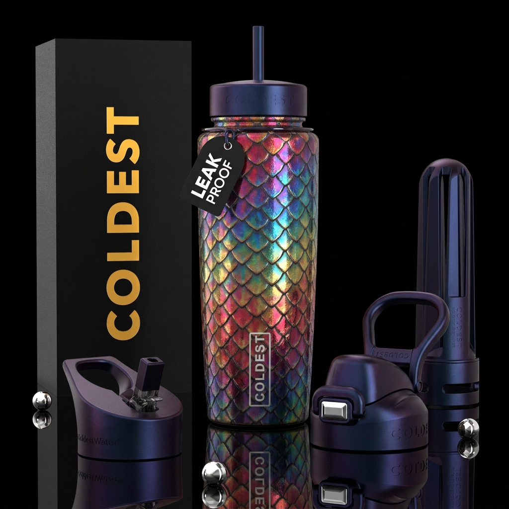 Rainbow dragon scales water bottle design