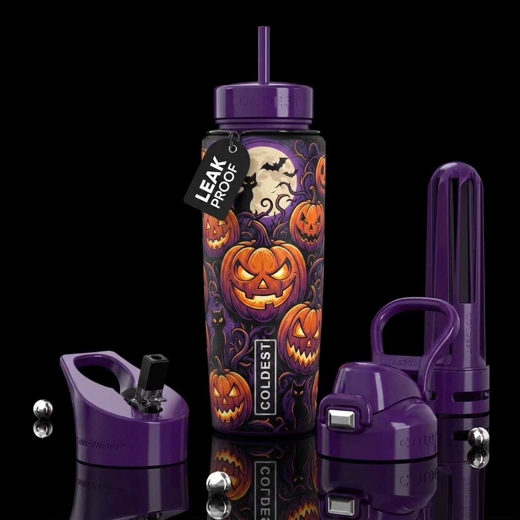 Scary pumpkins Halloween water bottle design