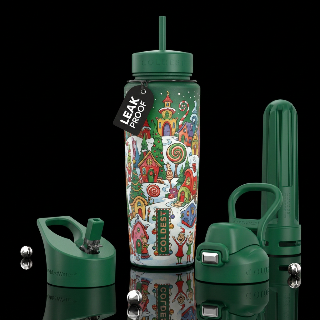 Whoville christmas water bottle design