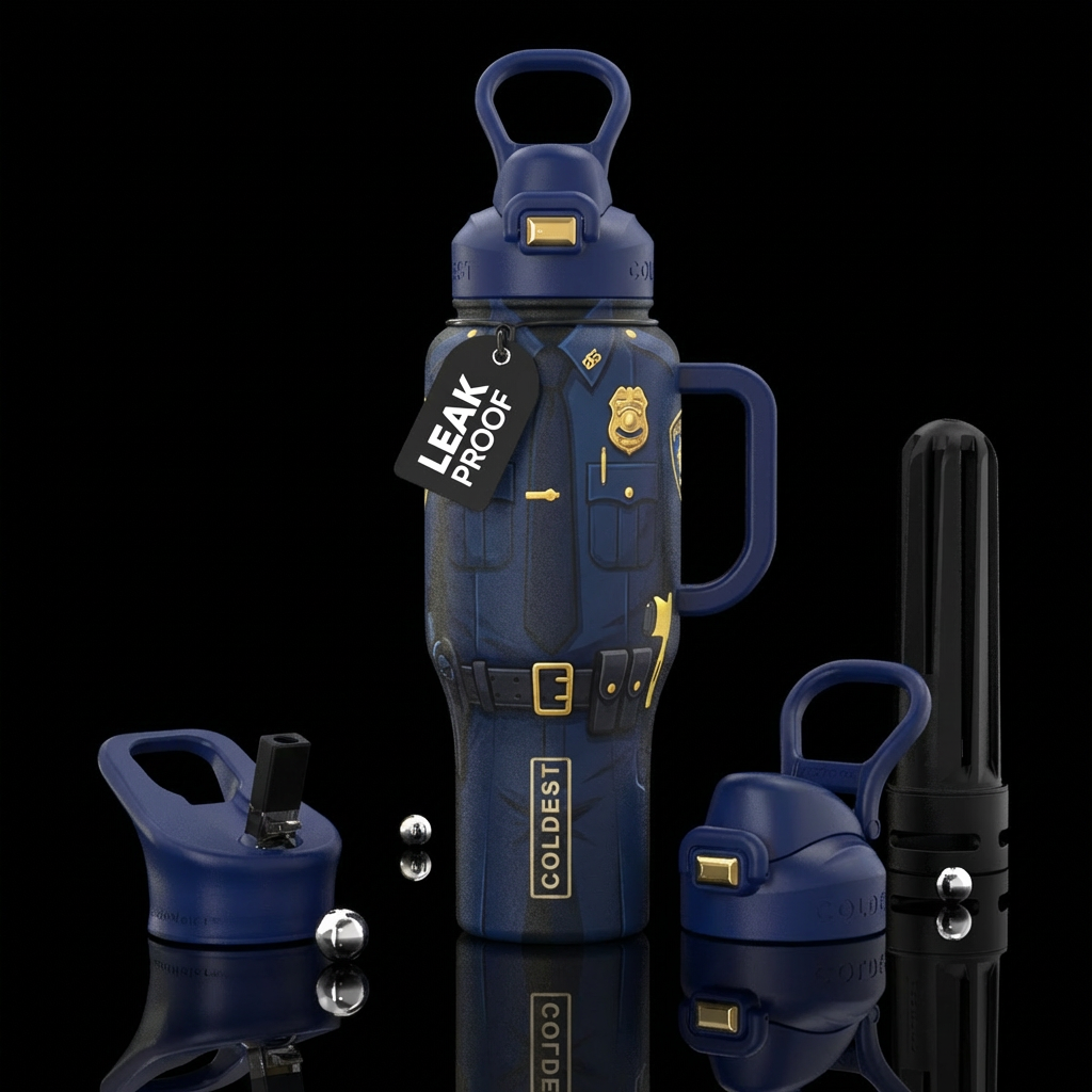 Police officer water bottle design