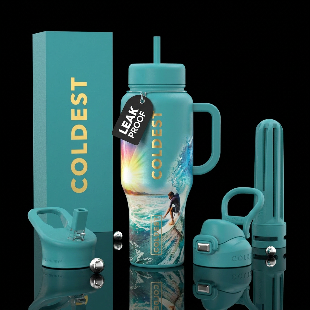 Surfer water bottle design