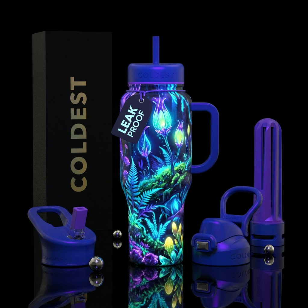 Glowing Rainforest water bottle design