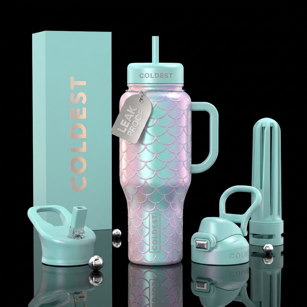 Pastel mermaid water bottle design